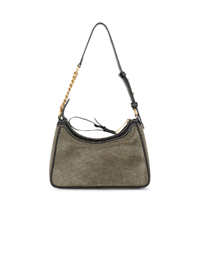 Balmain BArmy Canvas Bag With Leather Inserts Khaki Women Handbags