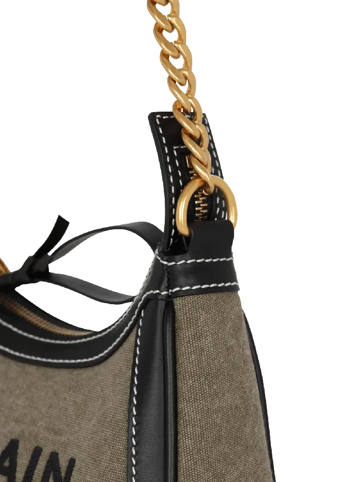 Balmain BArmy Canvas Bag With Leather Inserts Khaki Women Handbags