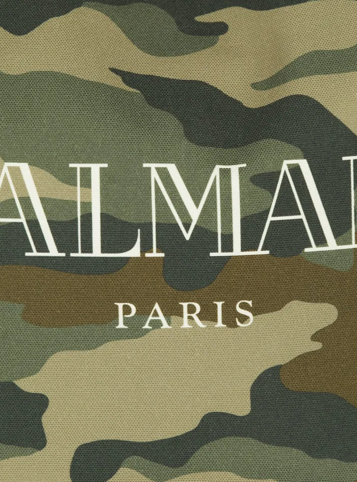 Balmain BArmy Grocery Bag In Camouflage Print Canvas Khaki Men Bags And Backpacks