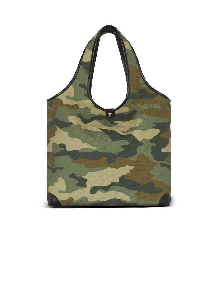 Balmain BArmy Grocery Bag In Camouflage Print Canvas Khaki Men Bags And Backpacks