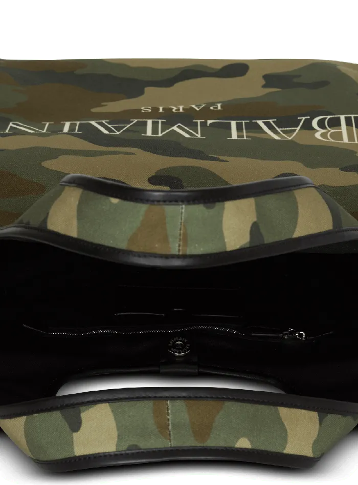 Balmain BArmy Grocery Bag In Camouflage Print Canvas Khaki Men Bags And Backpacks