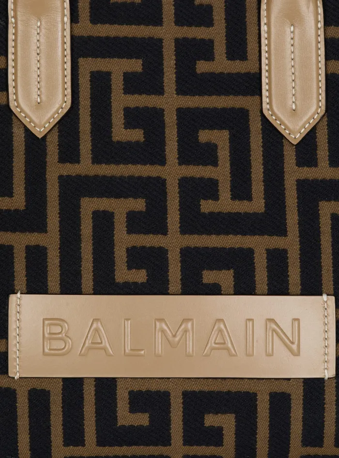 Balmain BArmy Shopper 36 Bag In PB Labyrinth Jacquard Black Women Tote Bags
