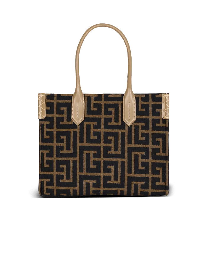 Balmain BArmy Shopper 36 Bag In PB Labyrinth Jacquard Black Women Tote Bags