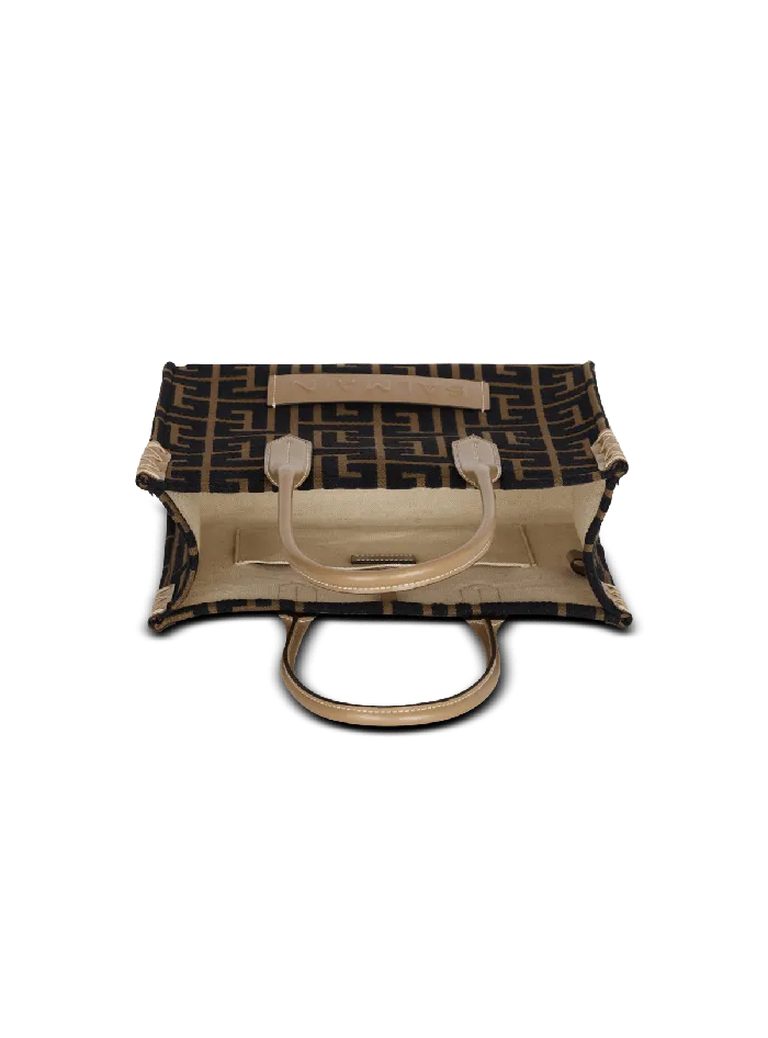 Balmain BArmy Shopper 36 Bag In PB Labyrinth Jacquard Black Women Tote Bags