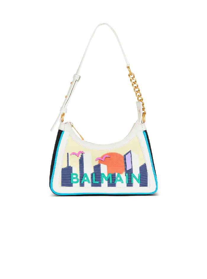 Balmain BArmy Shoulder Bag In Canvas And Calfskin Postcard Multicolor Women Shoulder Bags Balmain BArmy Shoulder Bag In Canvas And Calfskin Postcard Multicolor Women Shoulder Bags