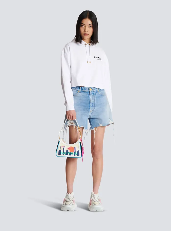 Balmain BArmy Shoulder Bag In Canvas And Calfskin Postcard Multicolor Women Shoulder Bags
