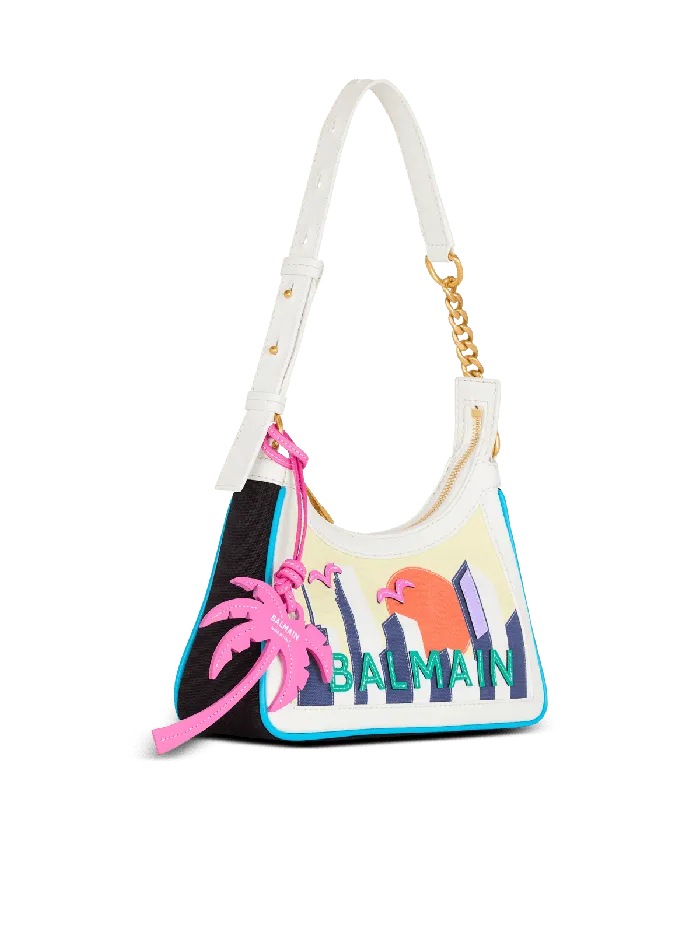 Balmain BArmy Shoulder Bag In Canvas And Calfskin Postcard Multicolor Women Shoulder Bags