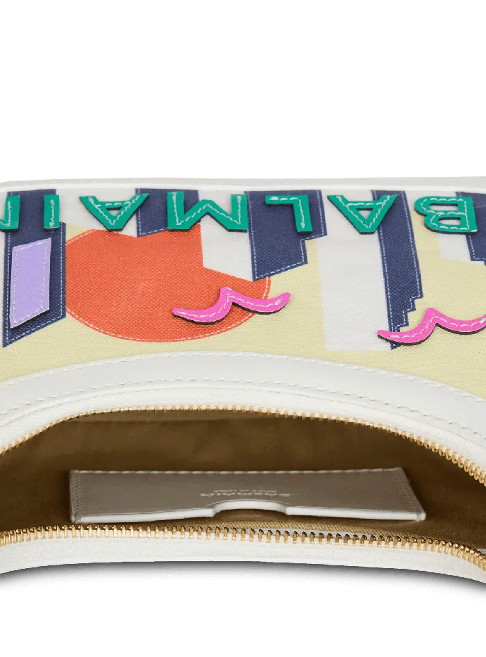 Balmain BArmy Shoulder Bag In Canvas And Calfskin Postcard Multicolor Women Shoulder Bags