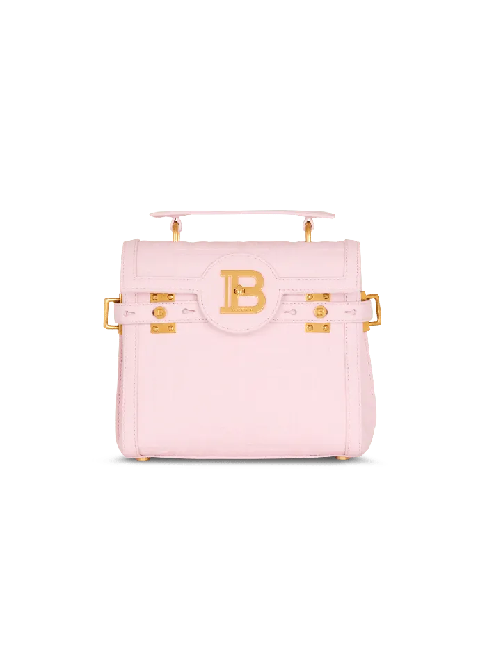 Balmain BBuzz 23 Bag In Grained PB Labyrinth Leather Pink Women Handbags