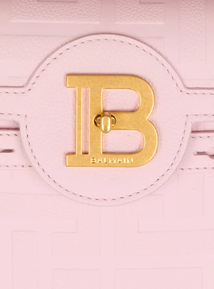 Balmain BBuzz 23 Bag In Grained PB Labyrinth Leather Pink Women Handbags