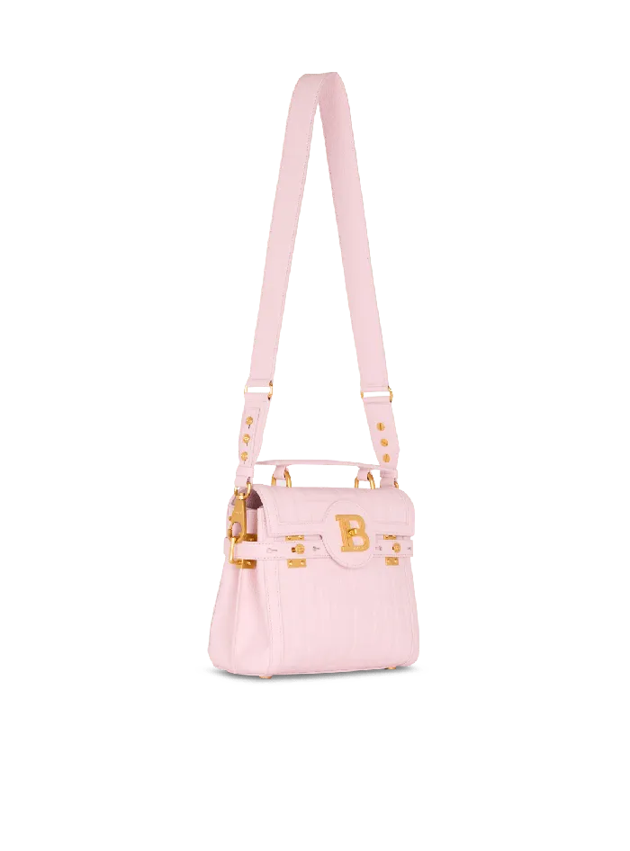 Balmain BBuzz 23 Bag In Grained PB Labyrinth Leather Pink Women Handbags