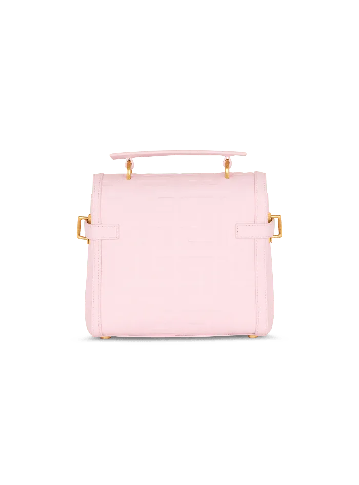 Balmain BBuzz 23 Bag In Grained PB Labyrinth Leather Pink Women Handbags