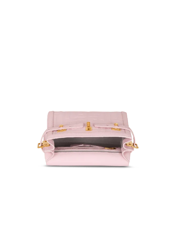 Balmain BBuzz 23 Bag In Grained PB Labyrinth Leather Pink Women Handbags