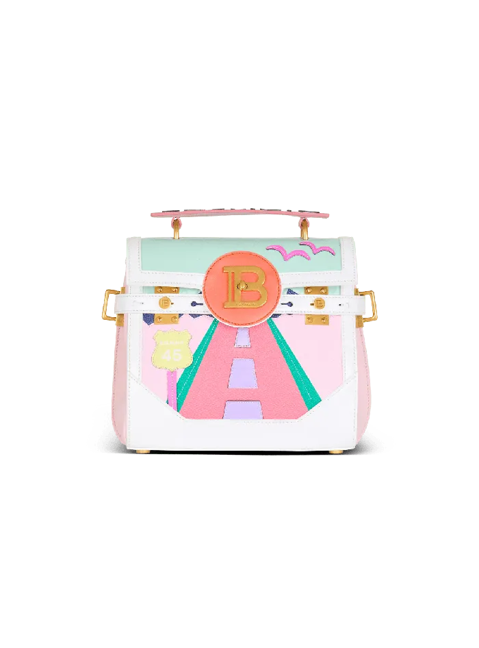 Balmain BBuzz 23 Calfskin And Postcard Patchwork Bag Multicolor Women Handbags