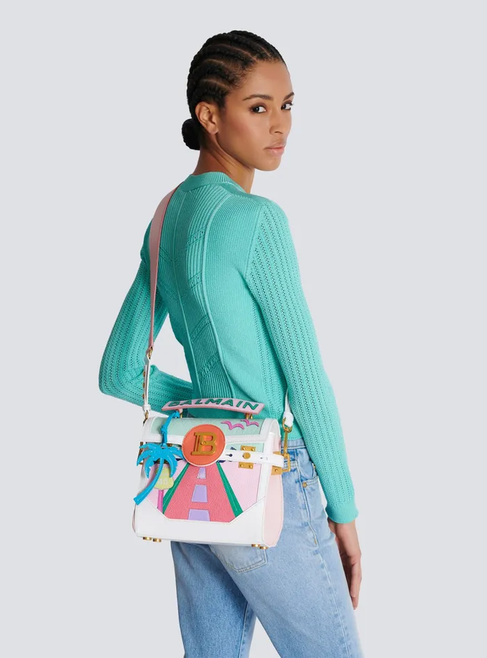 Balmain BBuzz 23 Calfskin And Postcard Patchwork Bag Multicolor Women Handbags