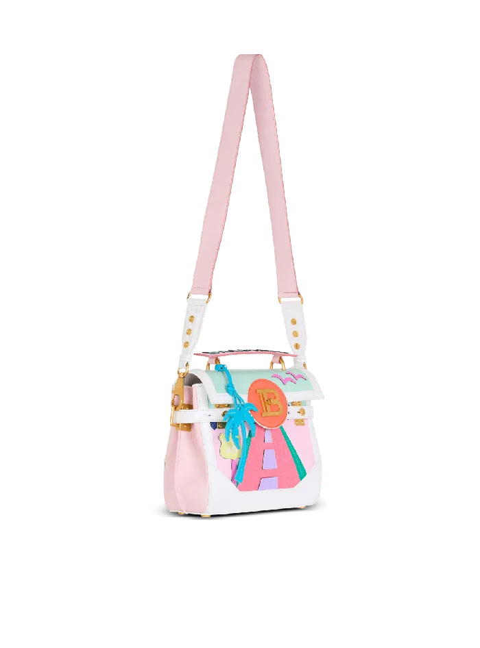 Balmain BBuzz 23 Calfskin And Postcard Patchwork Bag Multicolor Women Handbags
