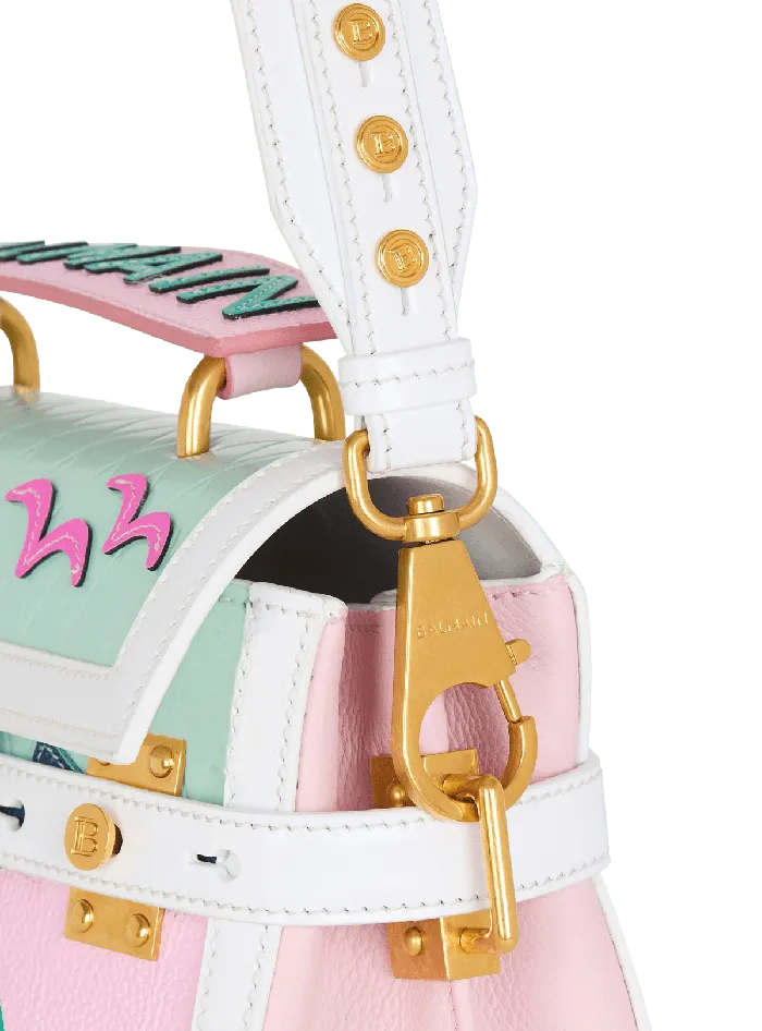 Balmain BBuzz 23 Calfskin And Postcard Patchwork Bag Multicolor Women Handbags