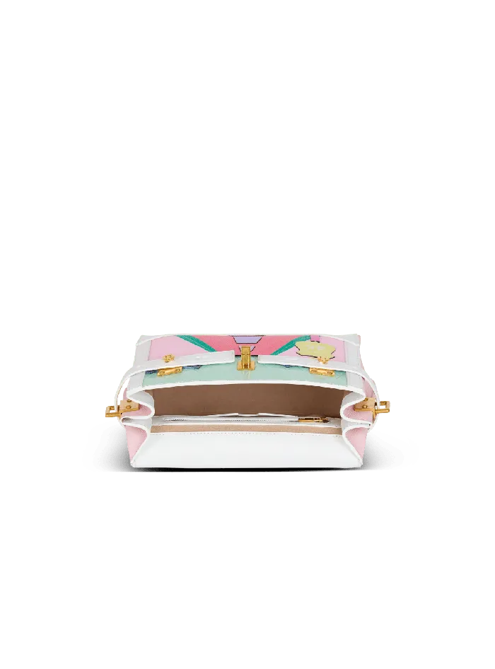 Balmain BBuzz 23 Calfskin And Postcard Patchwork Bag Multicolor Women Handbags