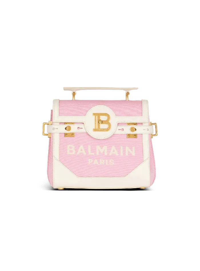 Balmain BBuzz 23 Canvas And Leather Bag Pink Women Handbags