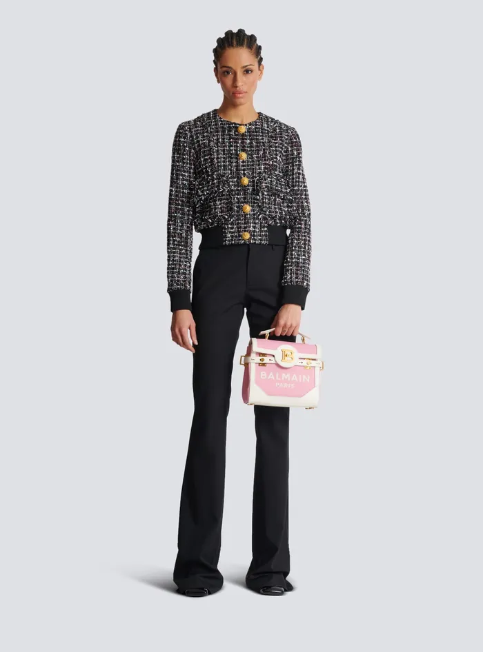 Balmain BBuzz 23 Canvas And Leather Bag Pink Women Handbags