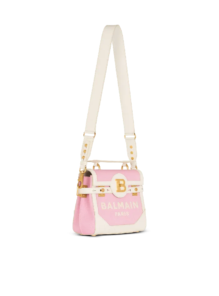 Balmain BBuzz 23 Canvas And Leather Bag Pink Women Handbags