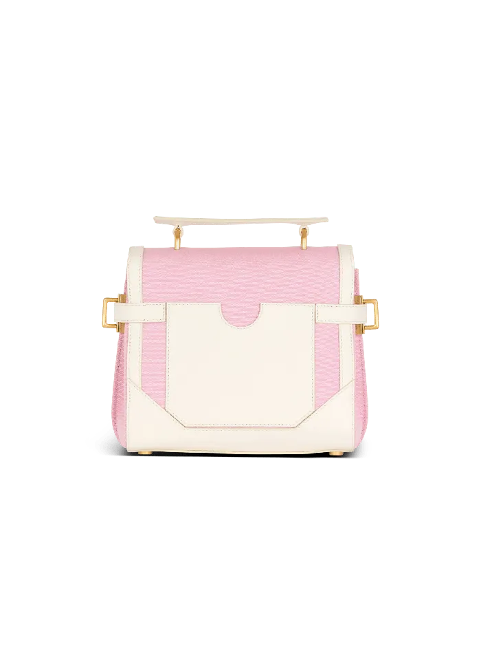 Balmain BBuzz 23 Canvas And Leather Bag Pink Women Handbags