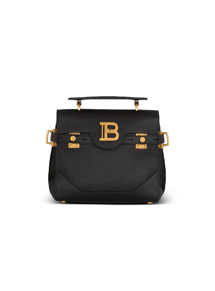 Balmain BBuzz 23 Grained Leather Bag Black Women Handbags