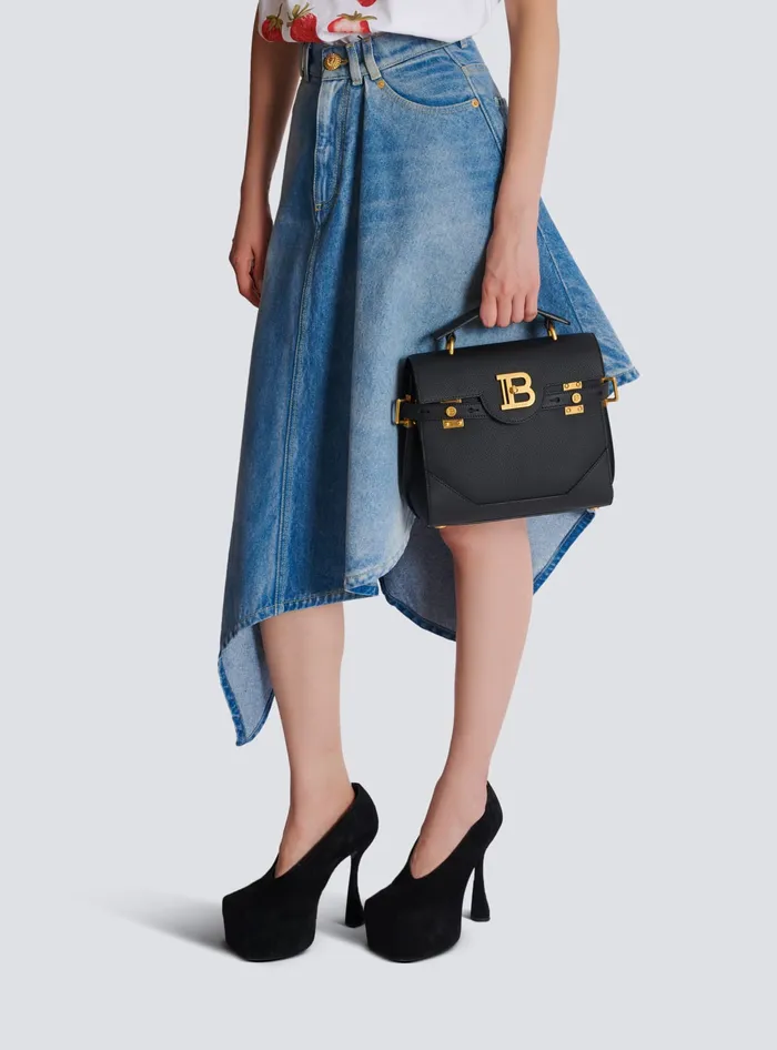 Balmain BBuzz 23 Grained Leather Bag Black Women Handbags