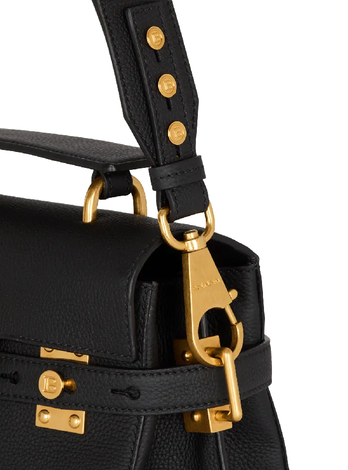 Balmain BBuzz 23 Grained Leather Bag Black Women Handbags