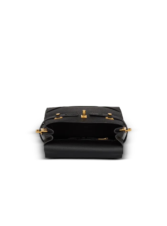 Balmain BBuzz 23 Grained Leather Bag Black Women Handbags