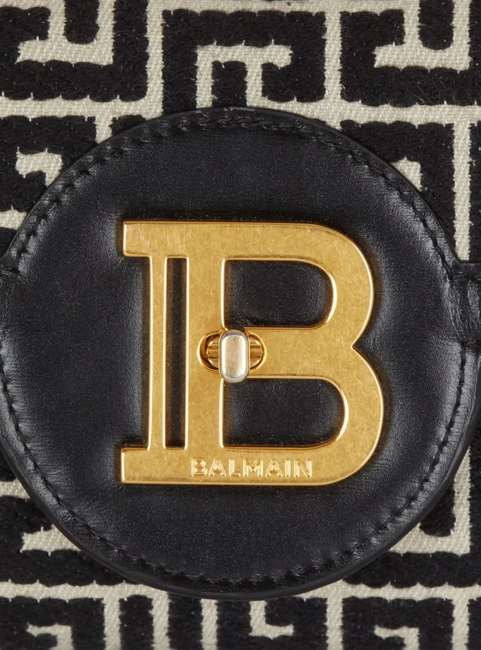 Balmain BBuzz 23 Jacquard And Leather Clutch Bag Black Women Crossbody Bags
