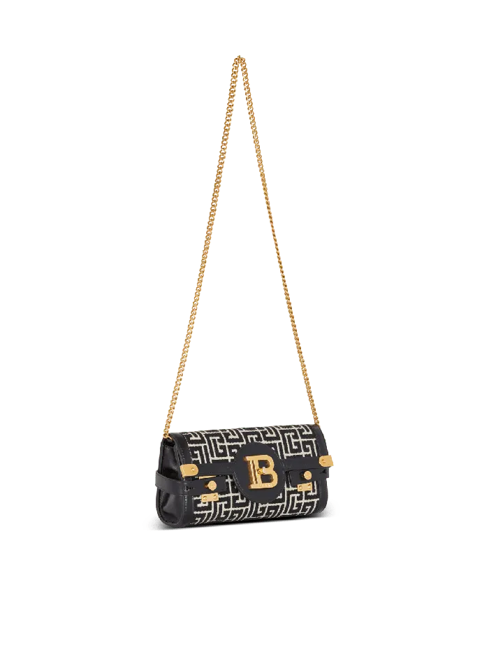 Balmain BBuzz 23 Jacquard And Leather Clutch Bag Black Women Crossbody Bags