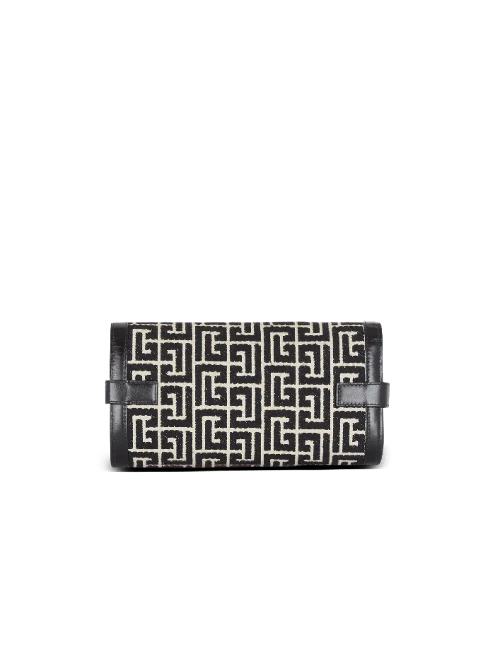 Balmain BBuzz 23 Jacquard And Leather Clutch Bag Black Women Crossbody Bags