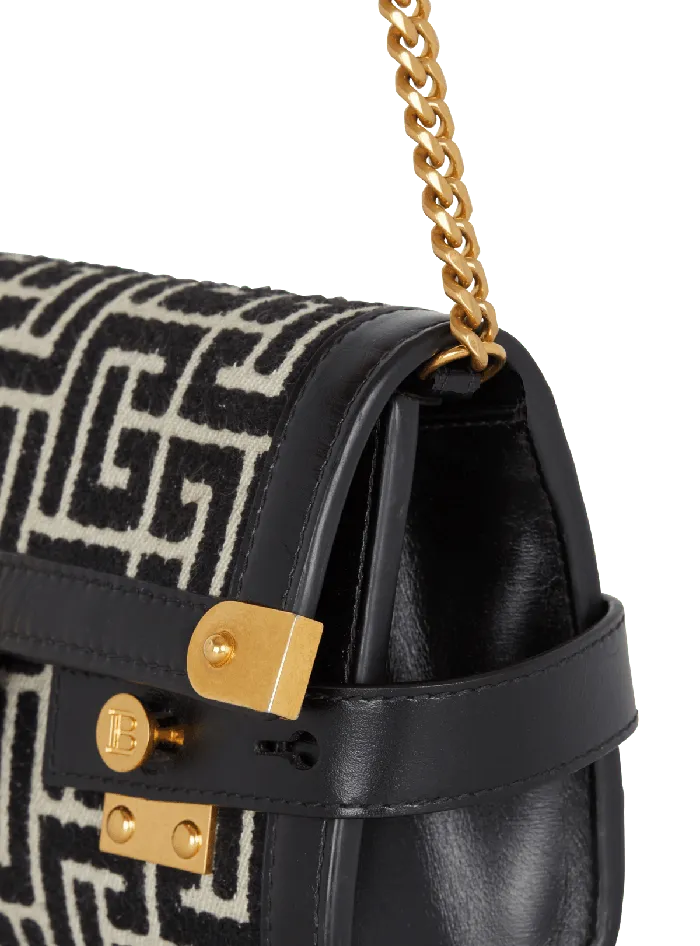Balmain BBuzz 23 Jacquard And Leather Clutch Bag Black Women Crossbody Bags