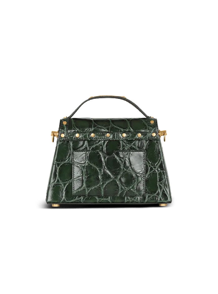 Balmain BBuzz Dynasty Bag In Crocodileprint Leather Green Women Handbags