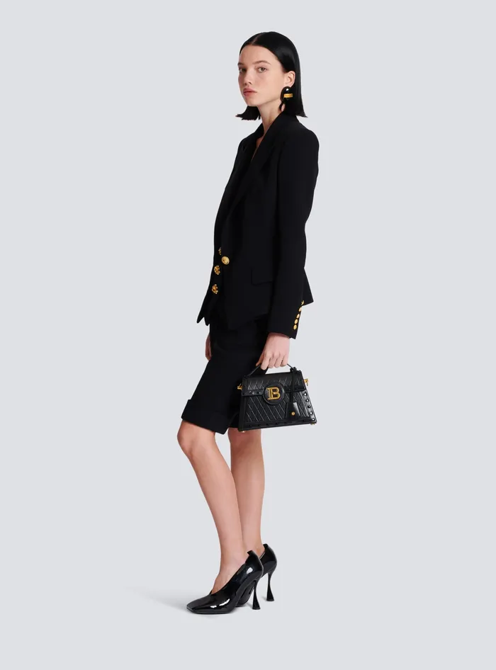 Balmain BBuzz Dynasty Bag In Diamondembossed Calfskin Black Women Handbags