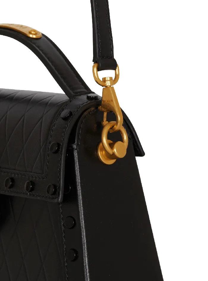 Balmain BBuzz Dynasty Bag In Diamondembossed Calfskin Black Women Handbags
