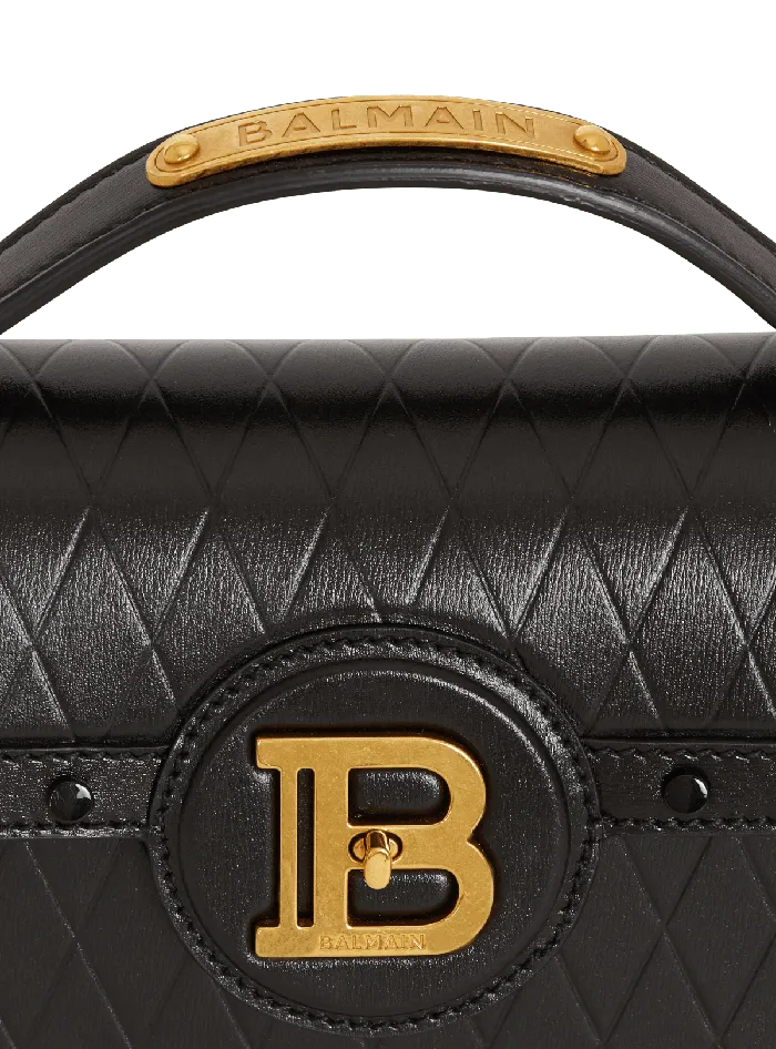 Balmain BBuzz Dynasty Bag In Diamondembossed Calfskin Black Women Handbags
