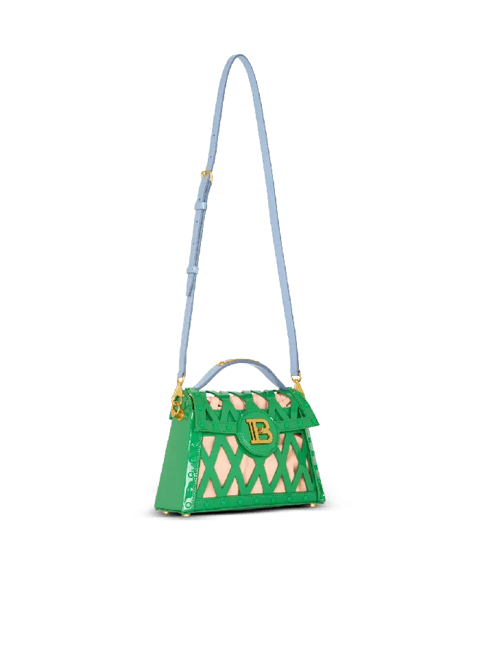 Balmain BBuzz Dynasty Bag In Diamond Patent Leather Green Women Handbags