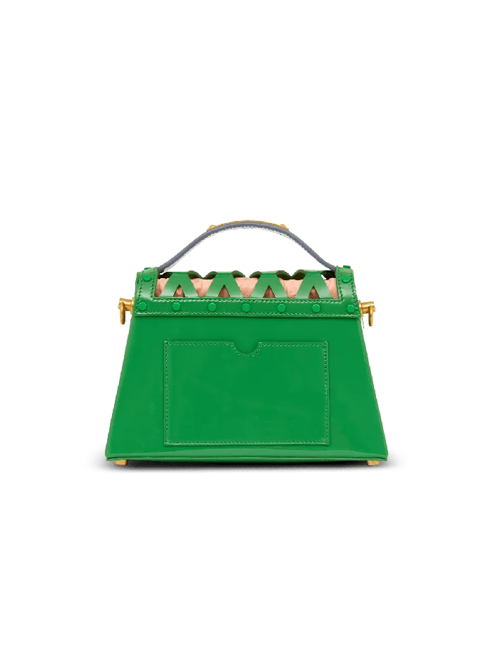 Balmain BBuzz Dynasty Bag In Diamond Patent Leather Green Women Handbags