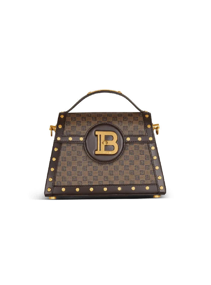 Balmain BBuzz Dynasty Bag In Mini Monogram Canvas Brown Women Handbags