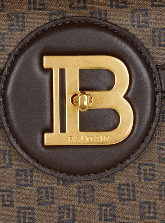 Balmain BBuzz Dynasty Bag In Mini Monogram Canvas Brown Women Handbags