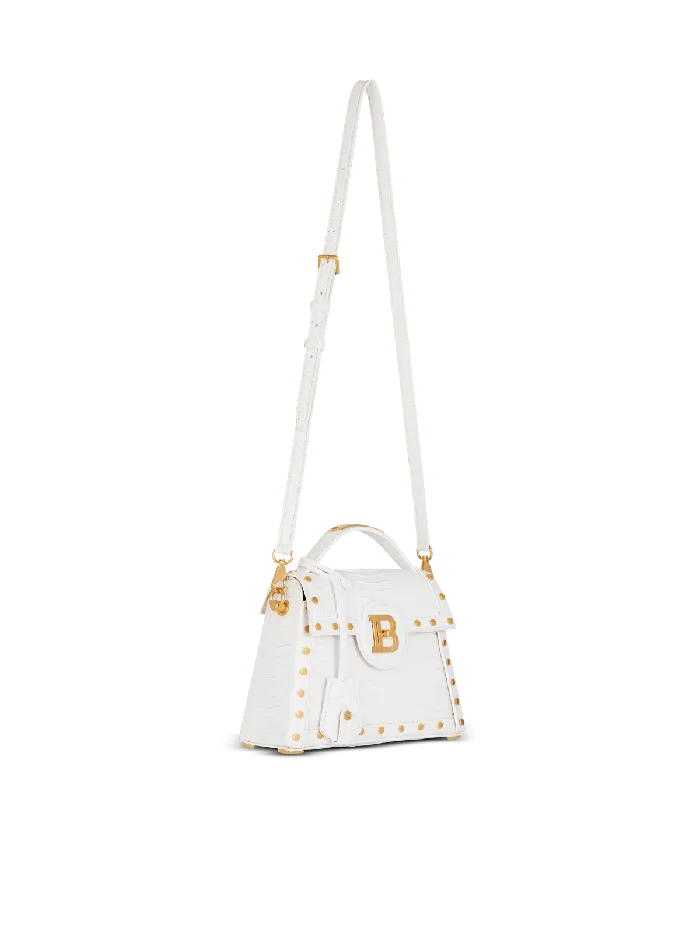 Balmain BBuzz Dynasty Bag In Snakeskin Leather White Women Handbags