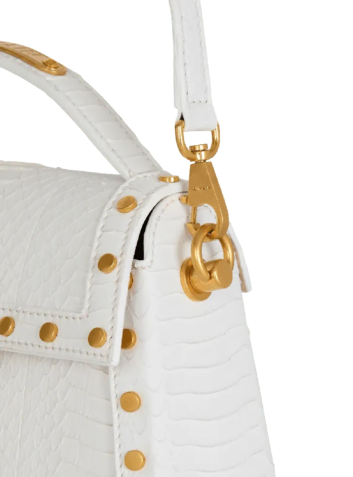 Balmain BBuzz Dynasty Bag In Snakeskin Leather White Women Handbags
