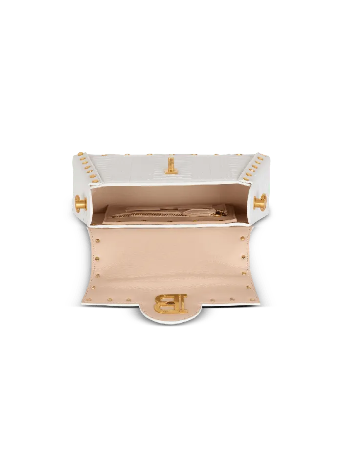 Balmain BBuzz Dynasty Bag In Snakeskin Leather White Women Handbags