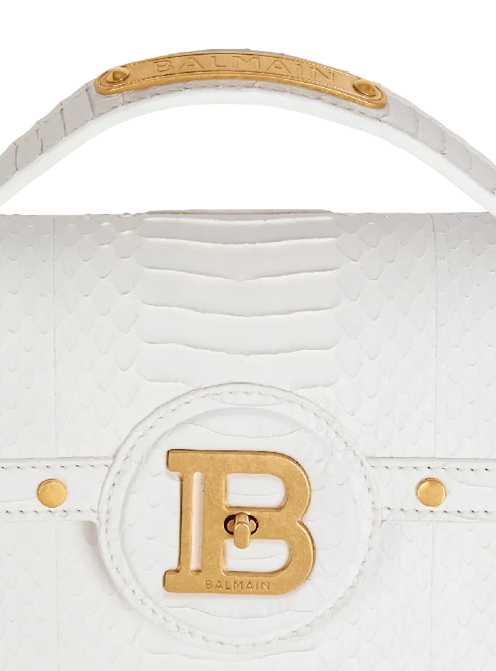 Balmain BBuzz Dynasty Bag In Snakeskin Leather White Women Handbags