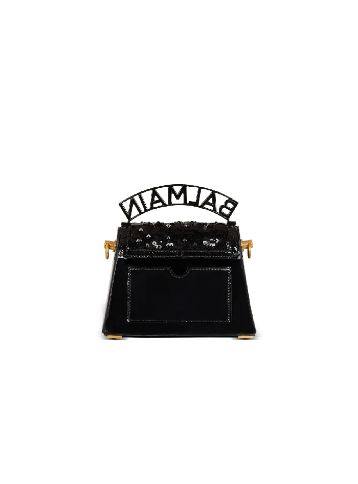 Balmain BBuzz Dynasty Small Bag In Leather And Sequins Black Women Handbags