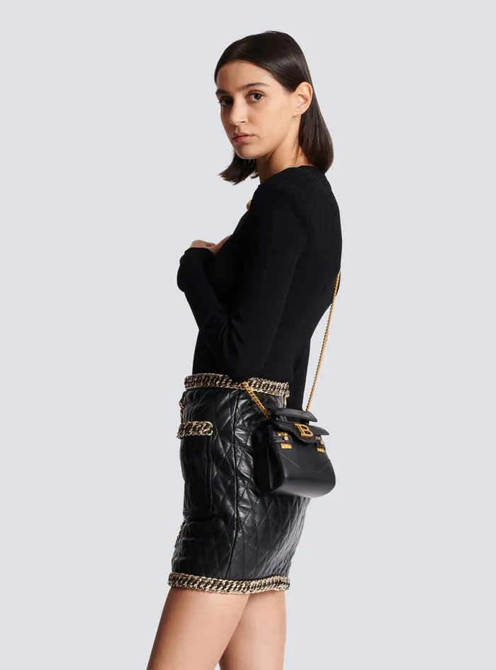 Balmain BBuzz Mini 12 Leather Bag Black Women Crossbody Bags