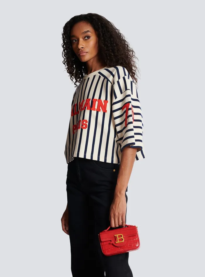 Balmain BBuzz Mini Bag In Crocodileprint Leather Red Women Handbags