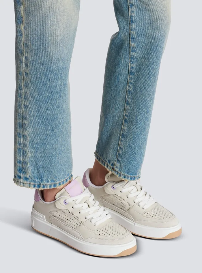 Balmain BCourt Flip Leather Sneakers Beige Women Sneakers